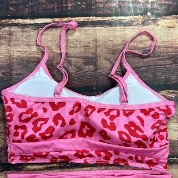 Bright Pink Leopard Bikini High Waist Leg 0X - Picture 7 of 8